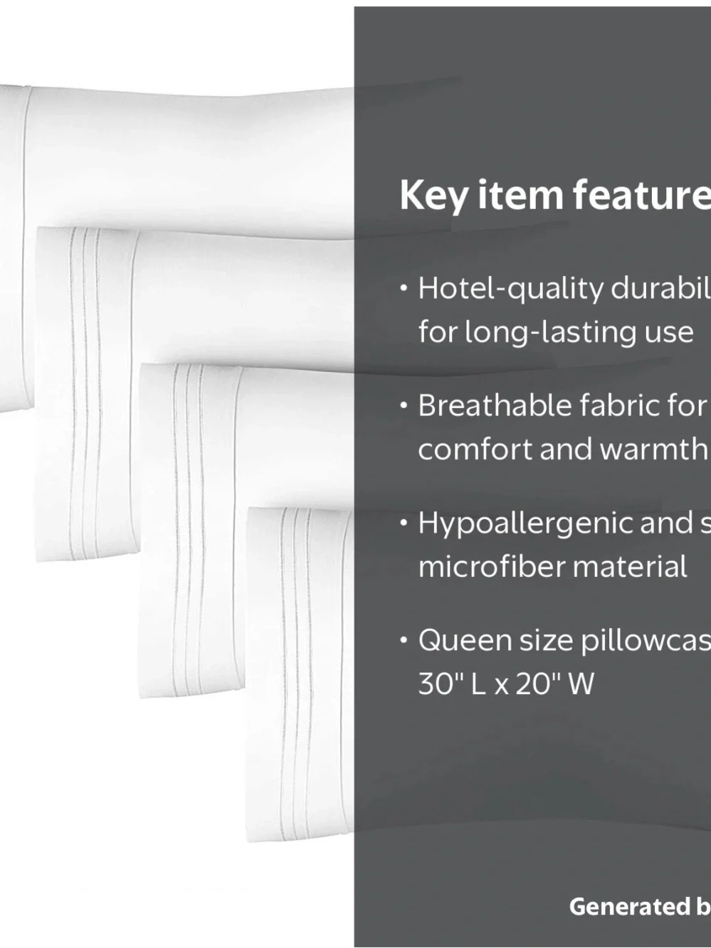 Classic White Pillowcase Set with Embroidered Border - 4 Pack